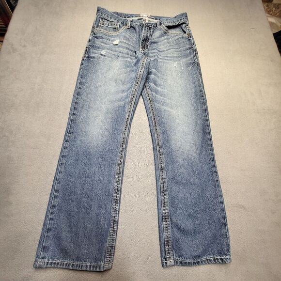 Axe & Crown Jeans Men’s 34x28 Blue Slim Fit Straight Leg Distressed Denim - Picture 1 of 9